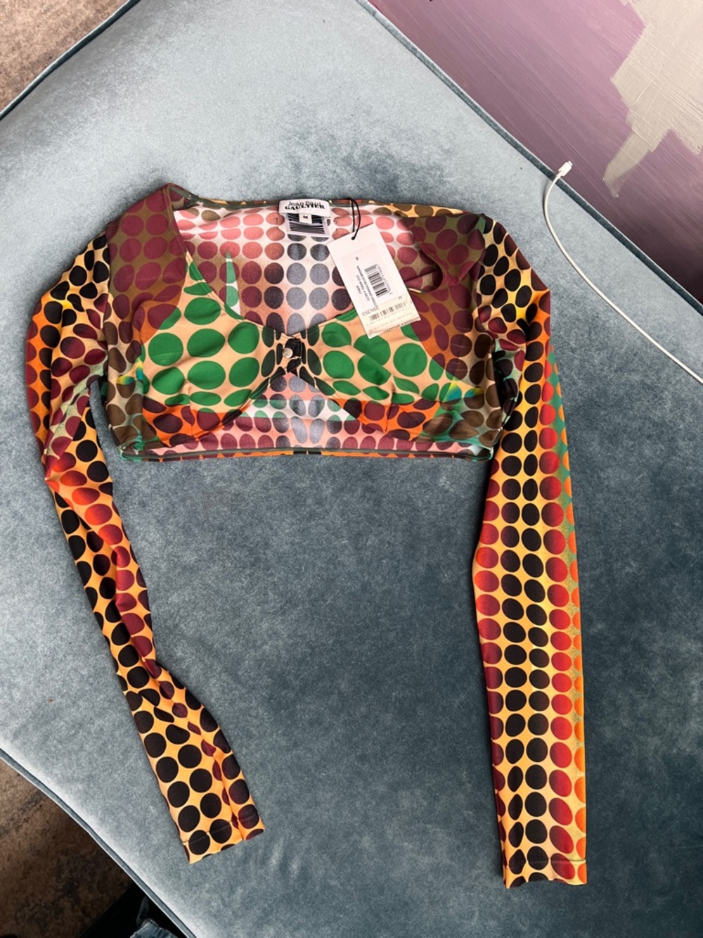 Jean Paul Gaultier cropped cyber dot top medium